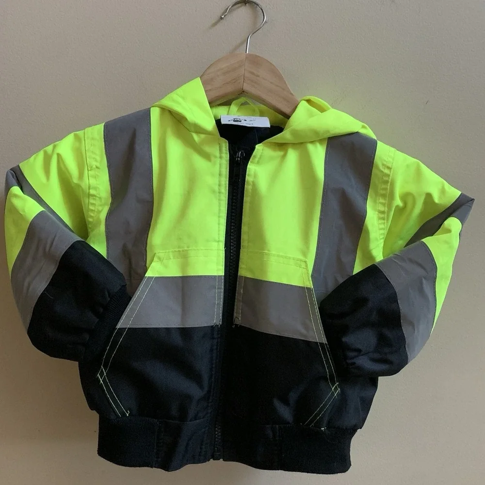Kids  Hoodie Hi-Visibility Zip-Up Safety Jacket Size 2Y-3Y Boys Or Girls